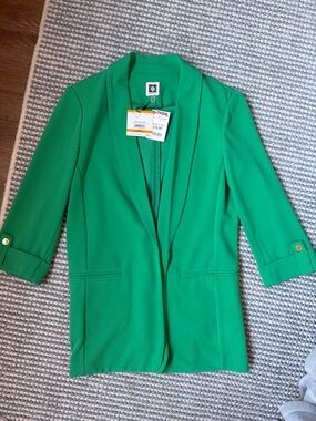 Anne Klein Green Women’s Open-Front Blazer Jacket